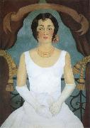 Frida Kahlo The lady dressed  in white oil painting